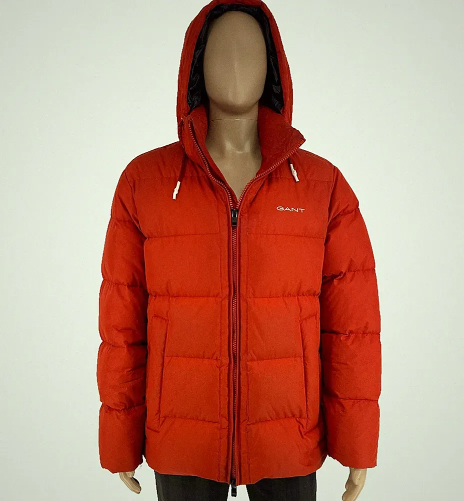 GANT Herren Orange The Alta Daunenjacke Mit Kapuze Mantel Größe M