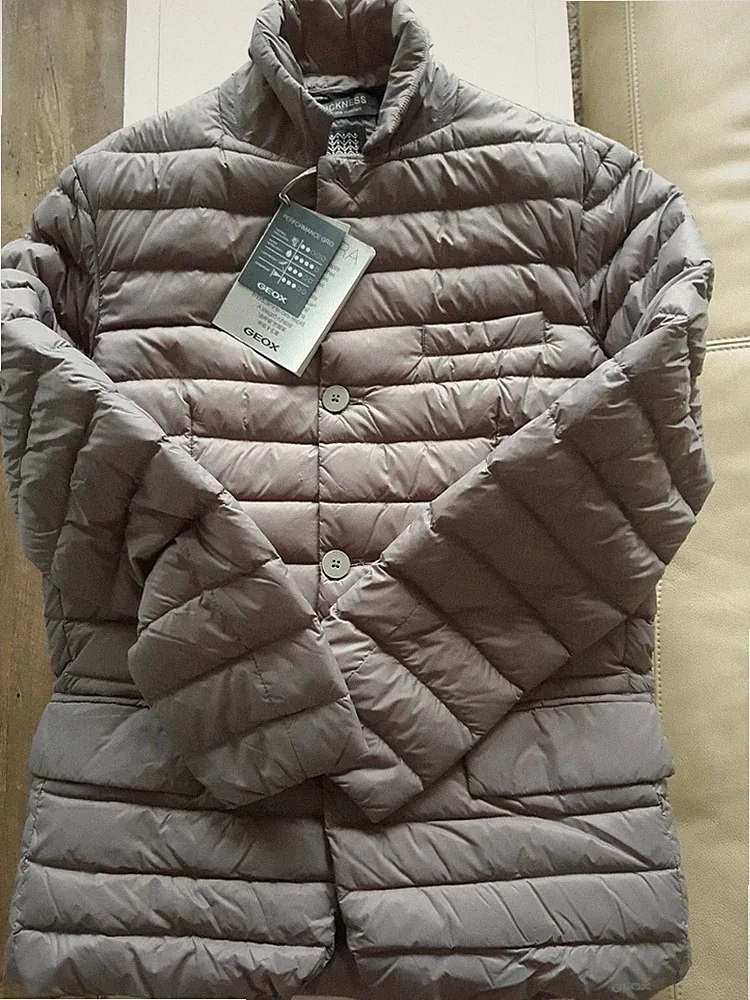 Geox Damen Jacke atmungsaktiv, 90% Daumen, 10 % Federn, grau Gr. 50