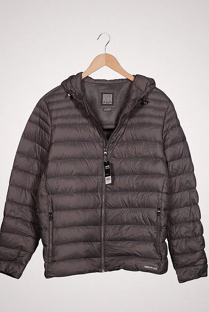Geox Jacke Damen Anorak Jacket Kurzmantel Gr. 50 (IT 56) Daunen Grau #rew2bgb