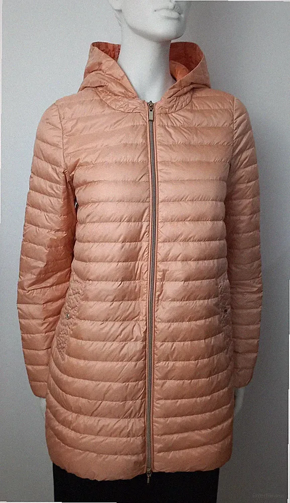 GEOX Mantel Daune Piumino Jacke Kapuze Rosa Apricot gesteppt leicht warm 38/40