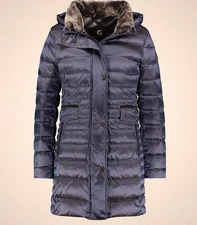 GIL BRET Damen Jacke Daunenjacke Daunenmantel Winter Mantel Pelz blau Gr 46