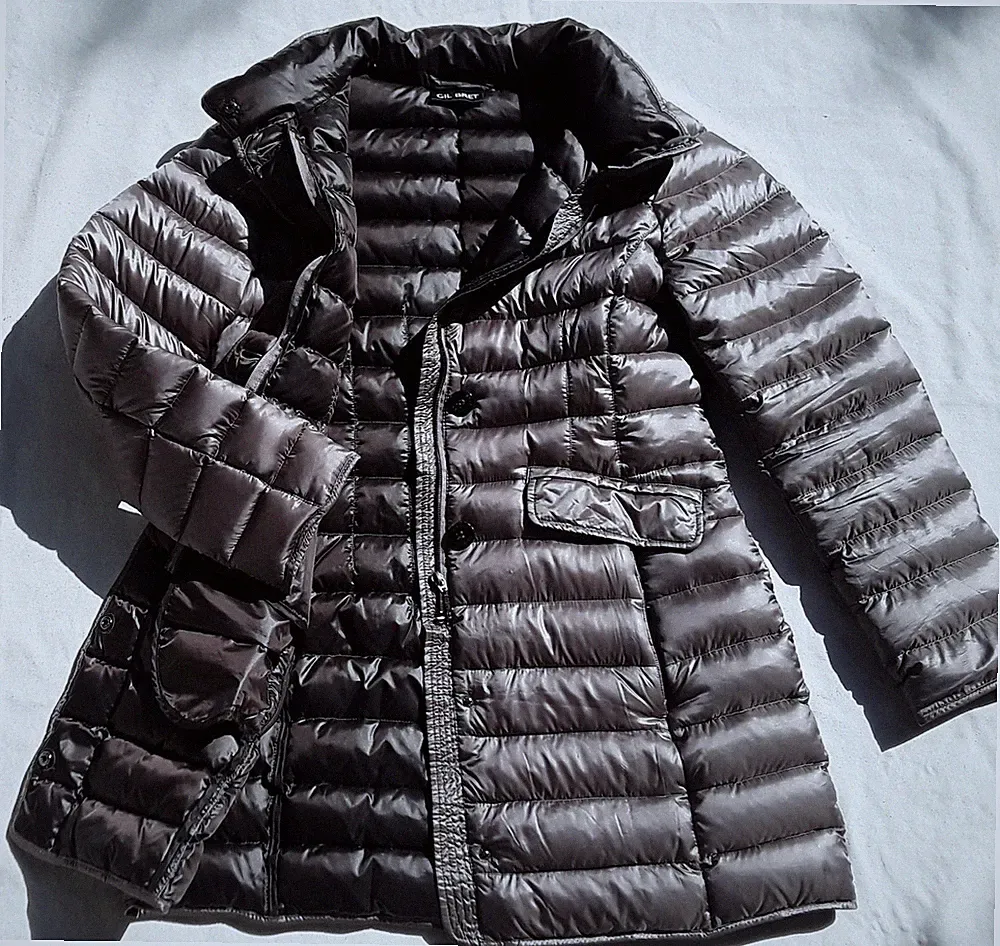 Gil Bret Daunen Mantel Jacke 36 38 braun glanz übergang leicht