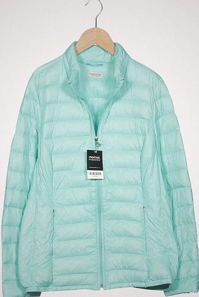 Gina Laura Jacke Damen Anorak Jacket Kurzmantel Gr. L Daunen Türkis #xa3vh59
