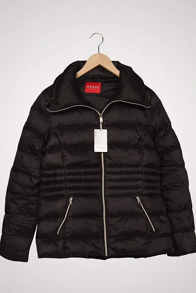 GUESS Jacke Damen Anorak Jacket Kurzmantel Gr. EU 44 Daunen Schwarz #zx54u45