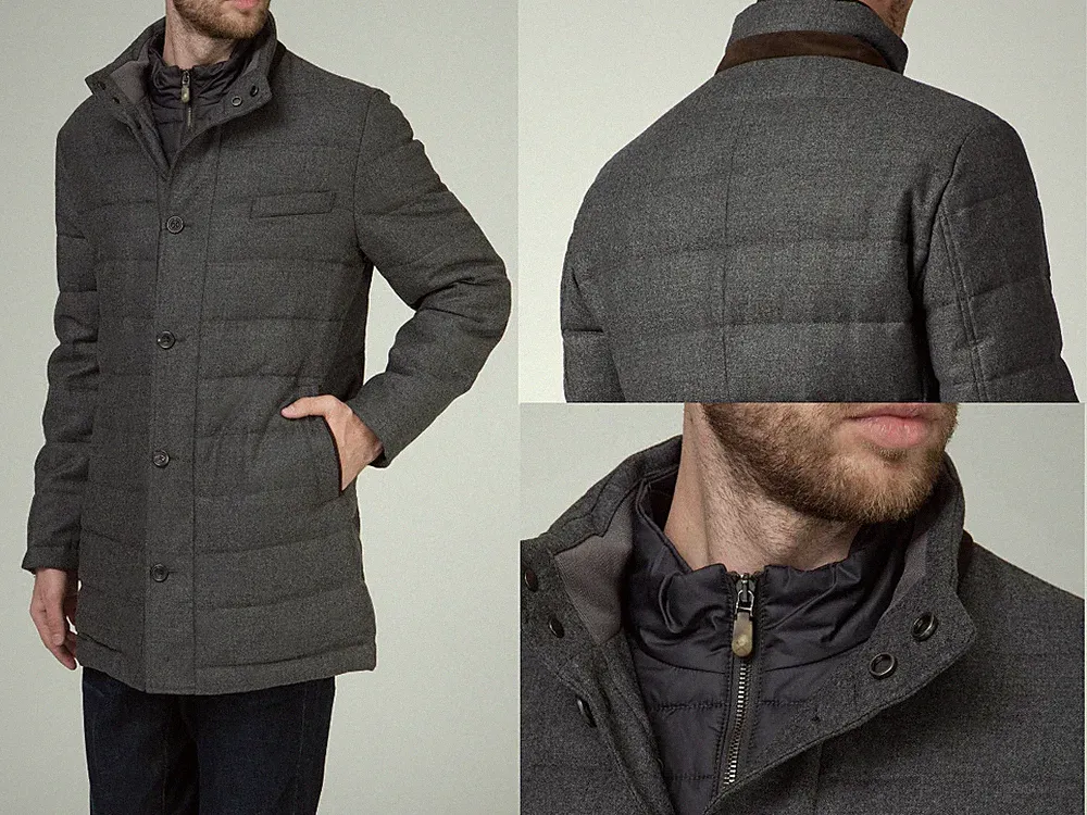 Hackett London Mayfair Quilted Down Jacket with Bib Weste Jacke Coat Mantel L