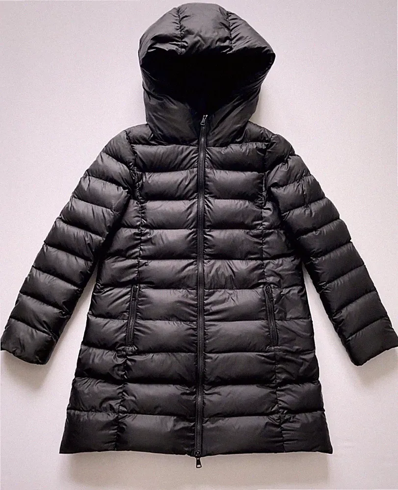 Hallhuber Daunenmantel Daunenjacke schwarz Übergangsmantel mit Kapuze Jacke 34