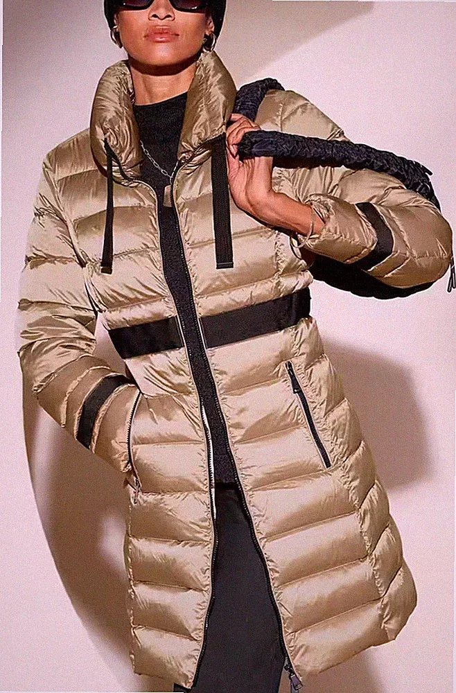 HEINE Damen Daunenmantel Daunen Langmantel Winterjacke Jacke Beige Gr 44 NEU