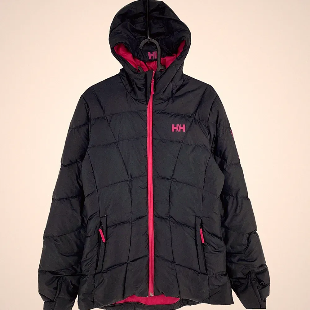 HELLY HANSEN Schwarze Gesteppten Kapuzen Daunen Pufferjacke Mantel Größe XS