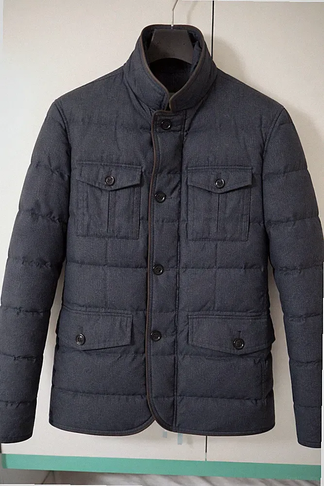 Henry Cottons Jacke Herren 48 blau, grau echte Daunen