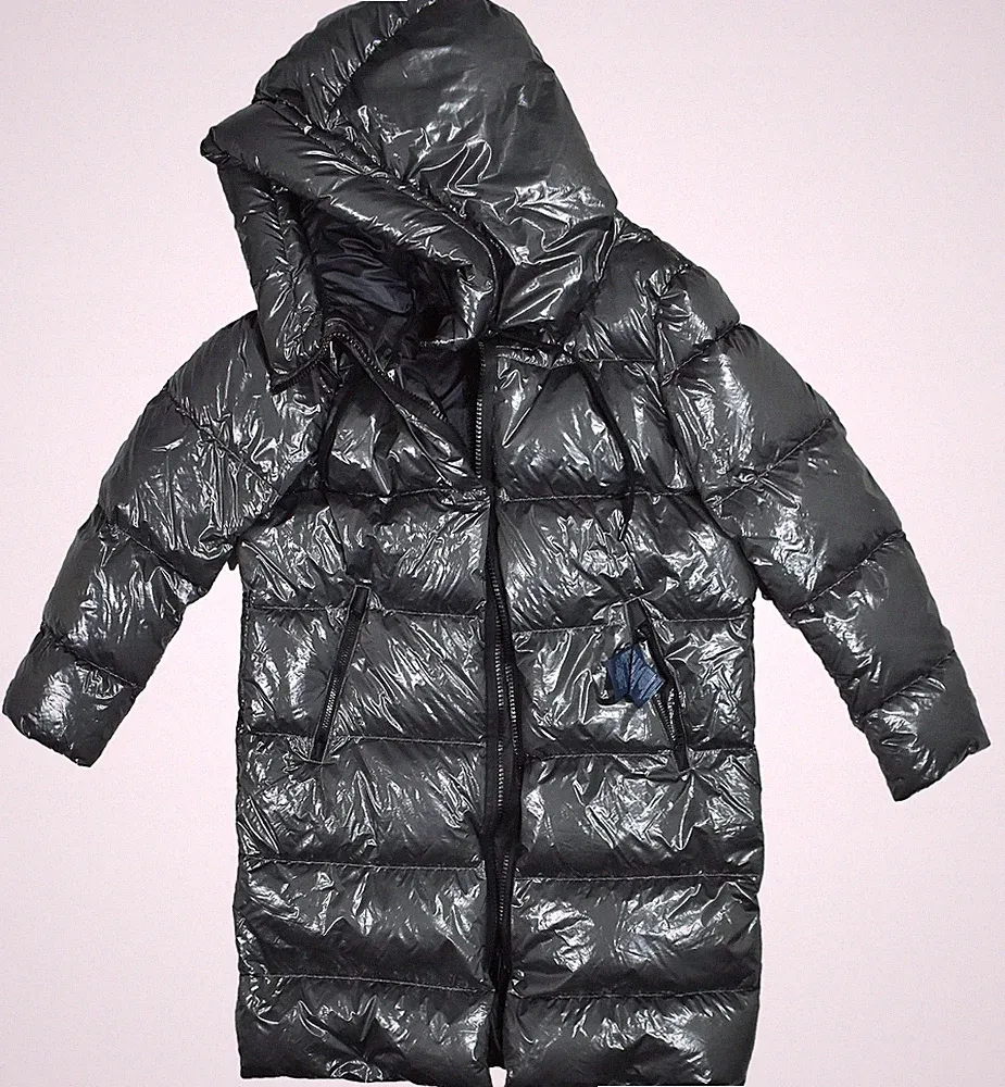HERNO Grau Glänzend Damen Lang Ripstop Daunenjacke IT48 EU42