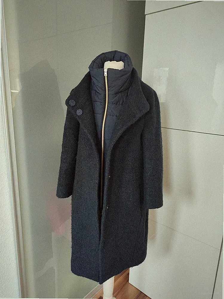 Herno Mantel A- Linie Teddymantel Blau 38/M