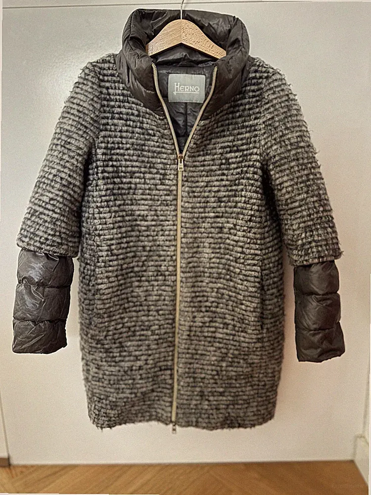 ‼️HERNO zauberhafter Daunenmantel Wolle Grau 8A / 128 😍