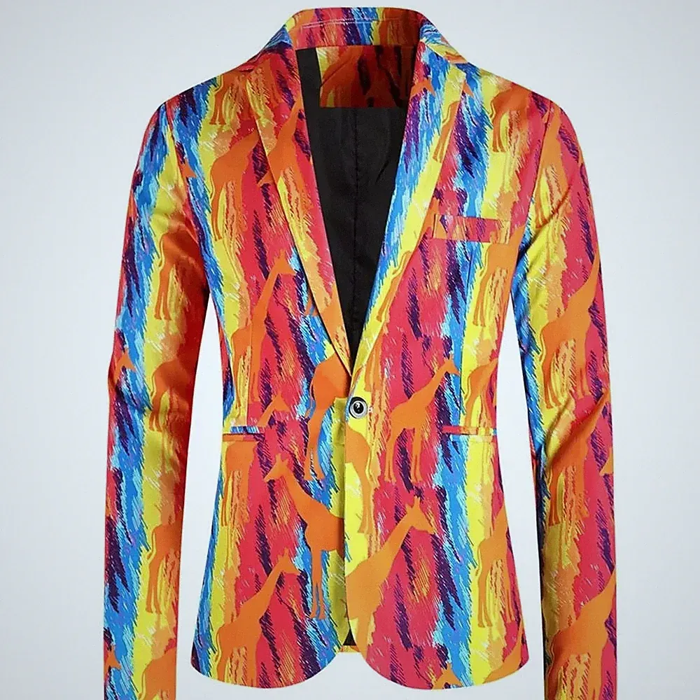 Herren Blazer Abstrakte Fantasie Multicolor Slim Elegante Casual CF86134