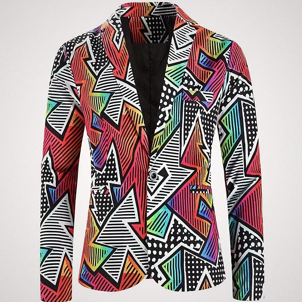 Herren Blazer Street Luxury Geometrisch Fantasie Multicolor Slim Fit CF74103