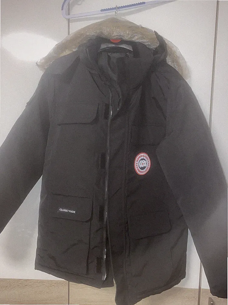 Herren Daunenjacke Winterjacke Fur Hooded Puffer Jacket Fell Pelzmantel Winterpa