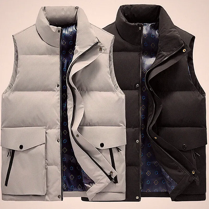 Herren Ente Daunen Weste Jacke Warm Gesteppt Gefüttert Reißverschluss Top Winter