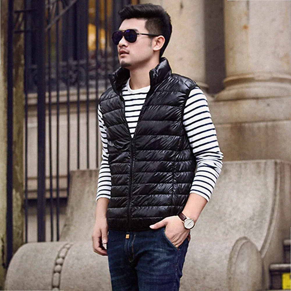 Herren Entendaunen Gesteppt Weste Top Ärmellos Jacke Weste Leicht