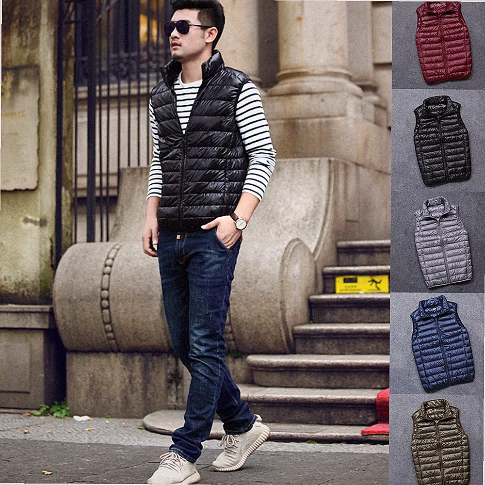 Herren Entendaunen Gesteppt Weste Top Ärmellos Jacke Weste Mantel Warm