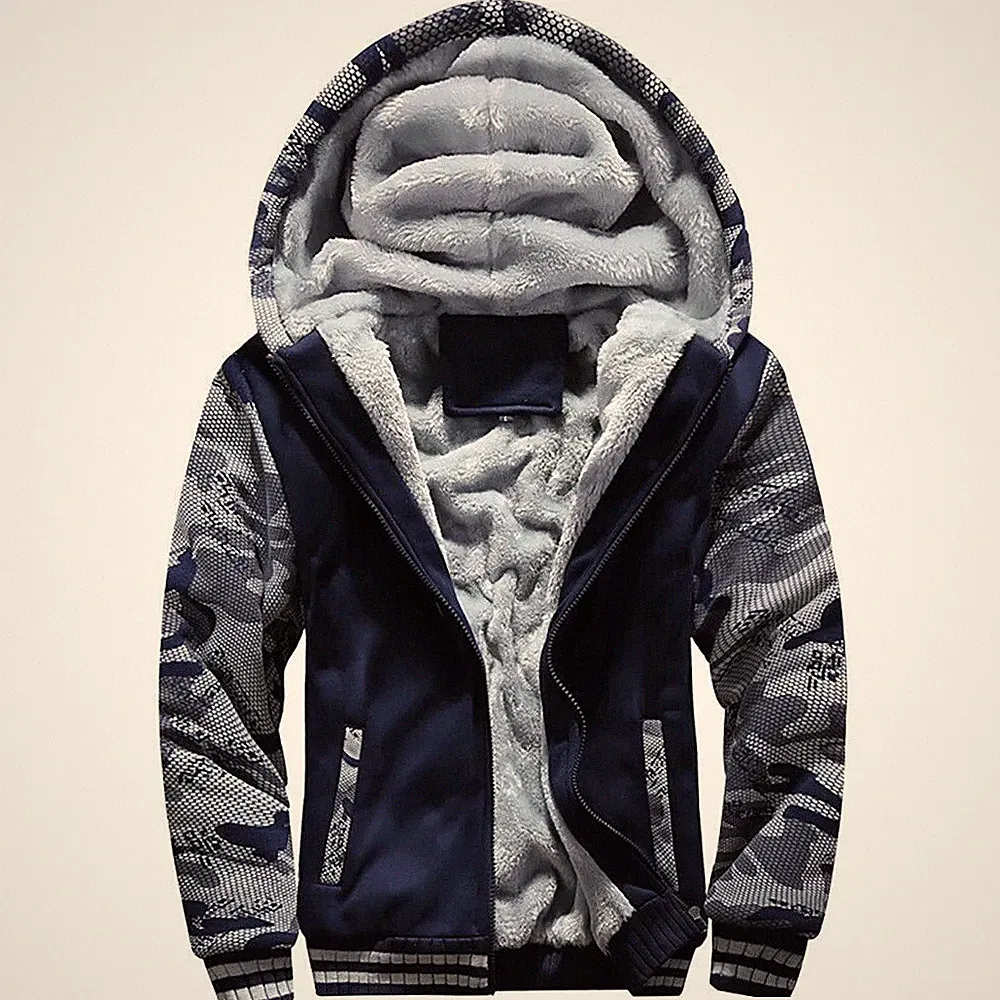 Herren Kapuzenjacke, lässige Langarm-Fleecejacke.