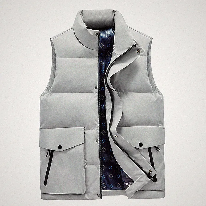 Herren Winter Entendaunen Gesteppt Gefüttert Weste Jacke Weste Top Mantel Warm