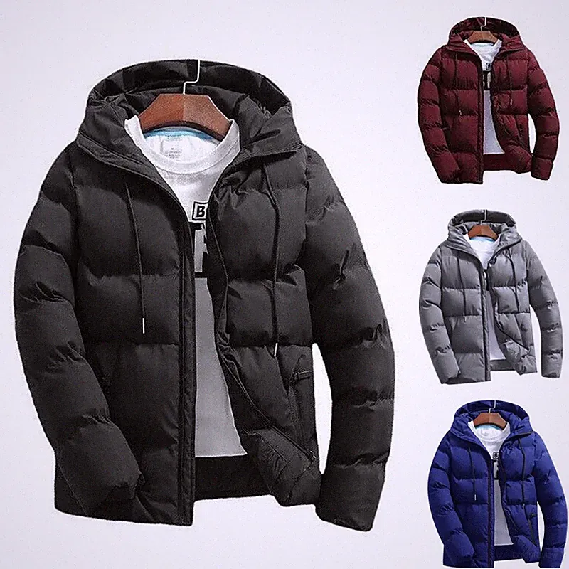 Herren Winterjacke mit Daunenfüllung und Reißverschluss als warme Outdoor Jacke