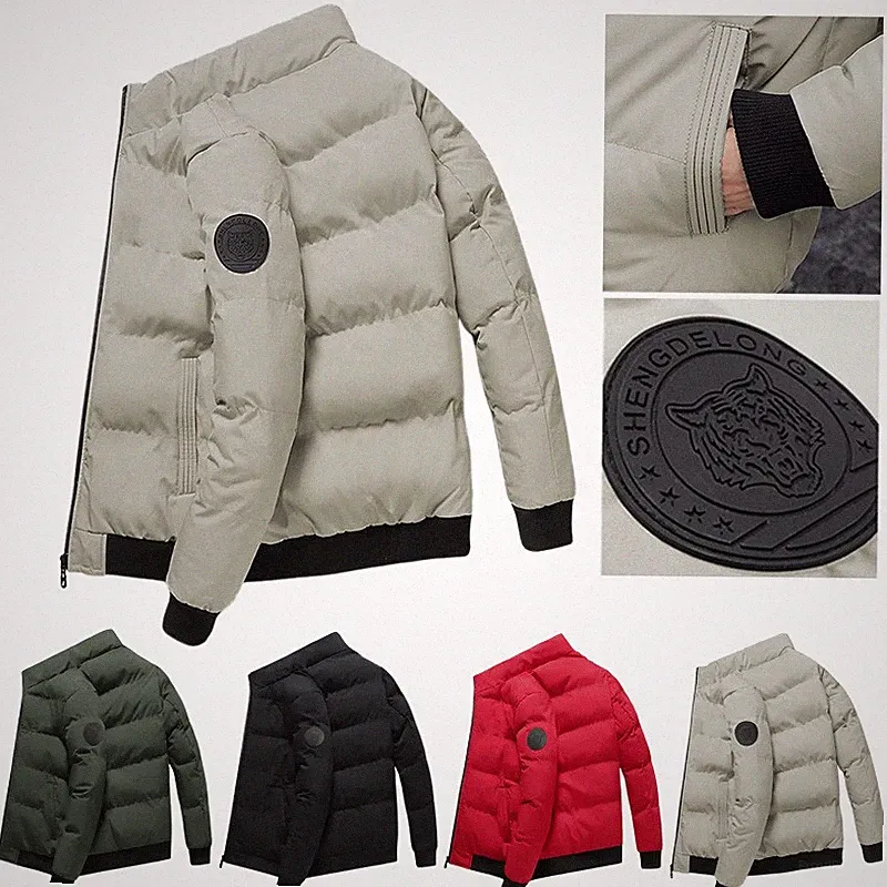 Herren Winterjacke Outdoor Warm Kurze Daunenjacke Baumwolle Stehkragen Mantel