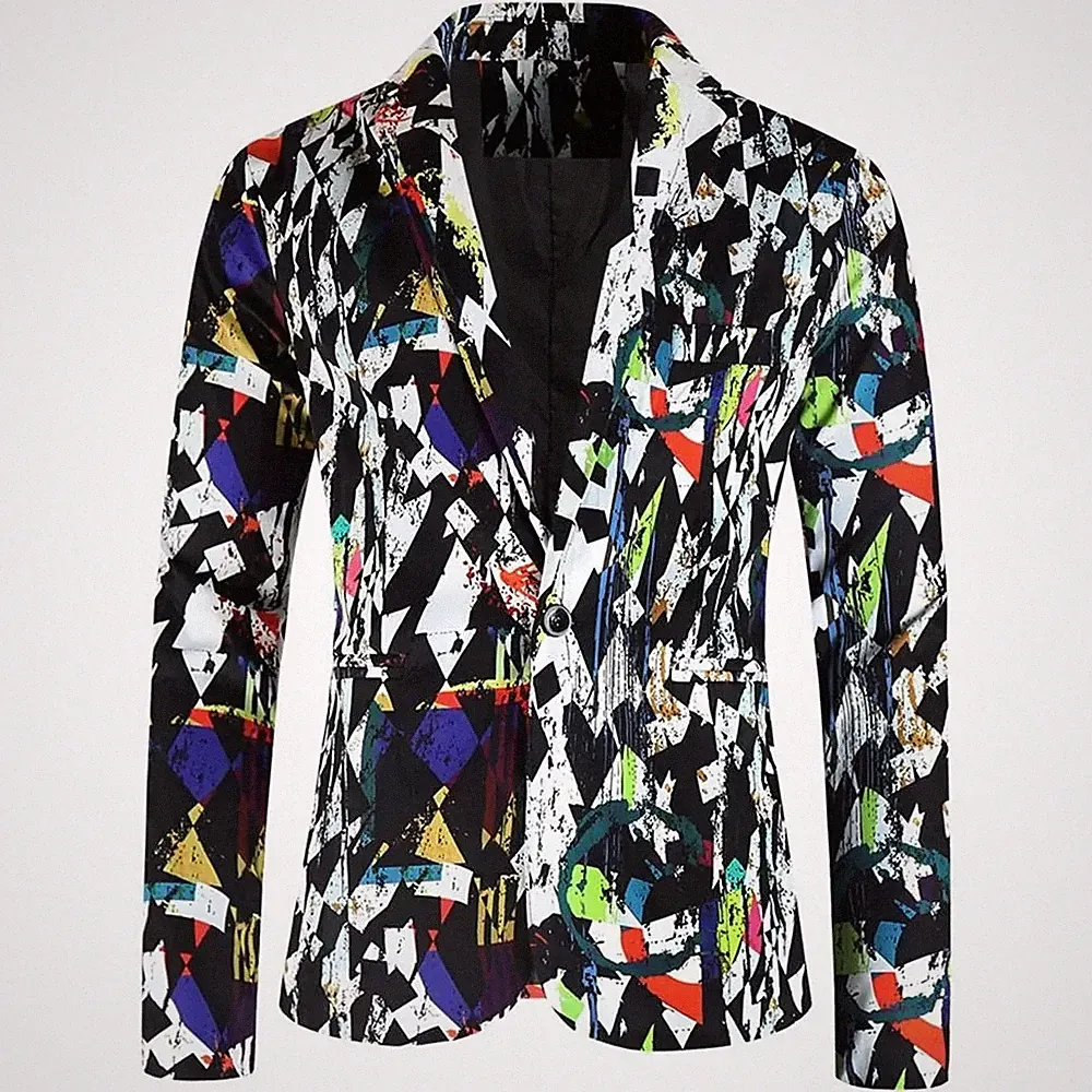 Herrenblazer Street Luxury Geometrisches Muster Schwarz Slim Fit CF74811