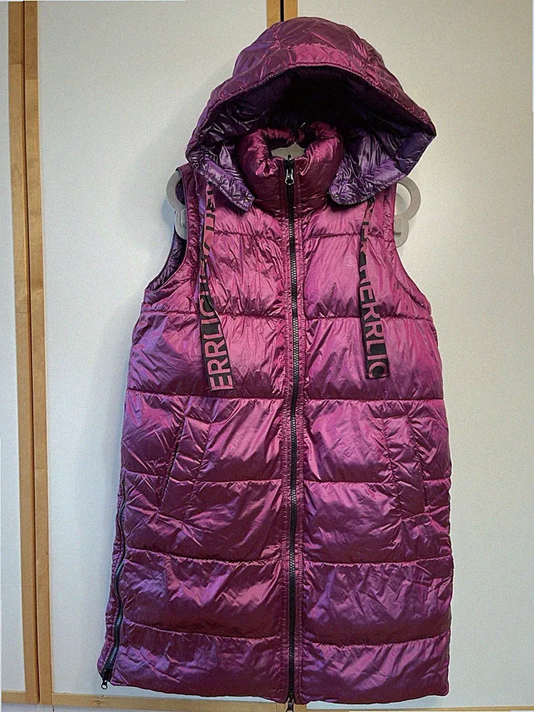 HERRLICHER Daunenmantel Damen Glänzendes Metallic Pink GR. L