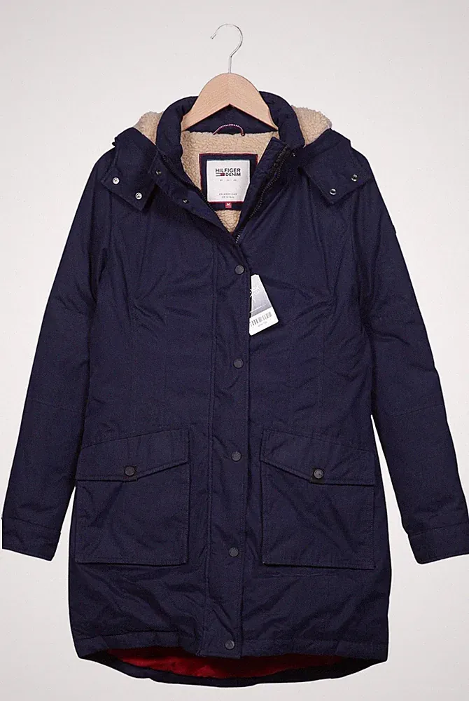 HILFIGER DENIM Mantel Damen Jacke Parka Gr. M Baumwolle Daunen Marin... #wxw1lge