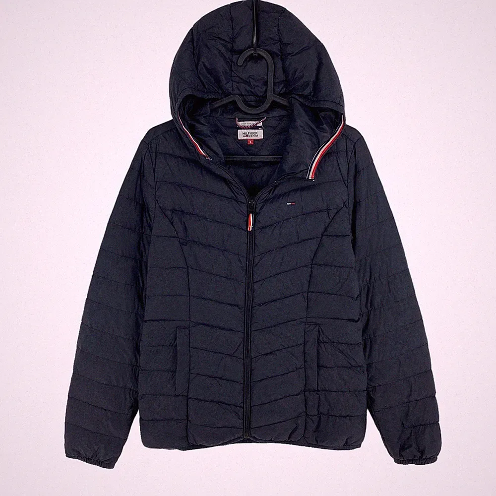 HILFIGER DENIM Navy Blau Kapuzen Daunen Puffer Mantel Jacke Größe S
