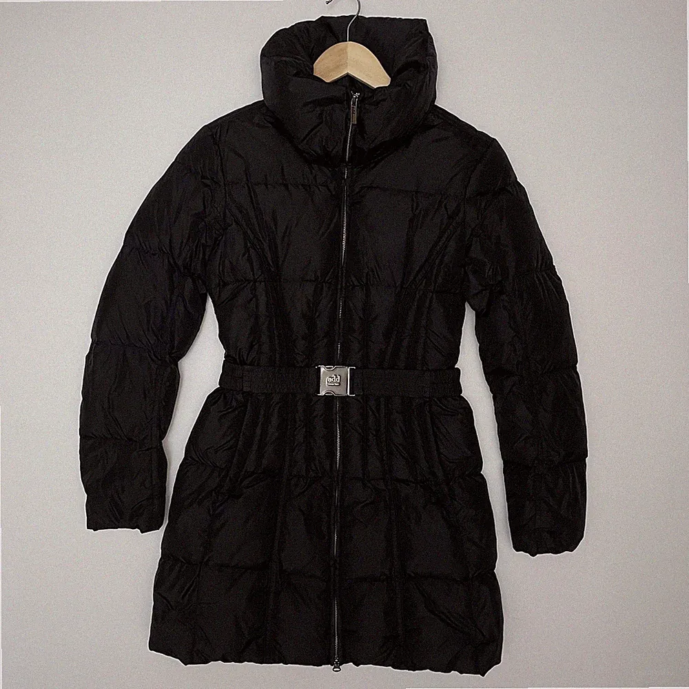 Hinzufügen Damen Daunen Puffer Jacke Mantel Gürtel High Neck Schwarz Größe...