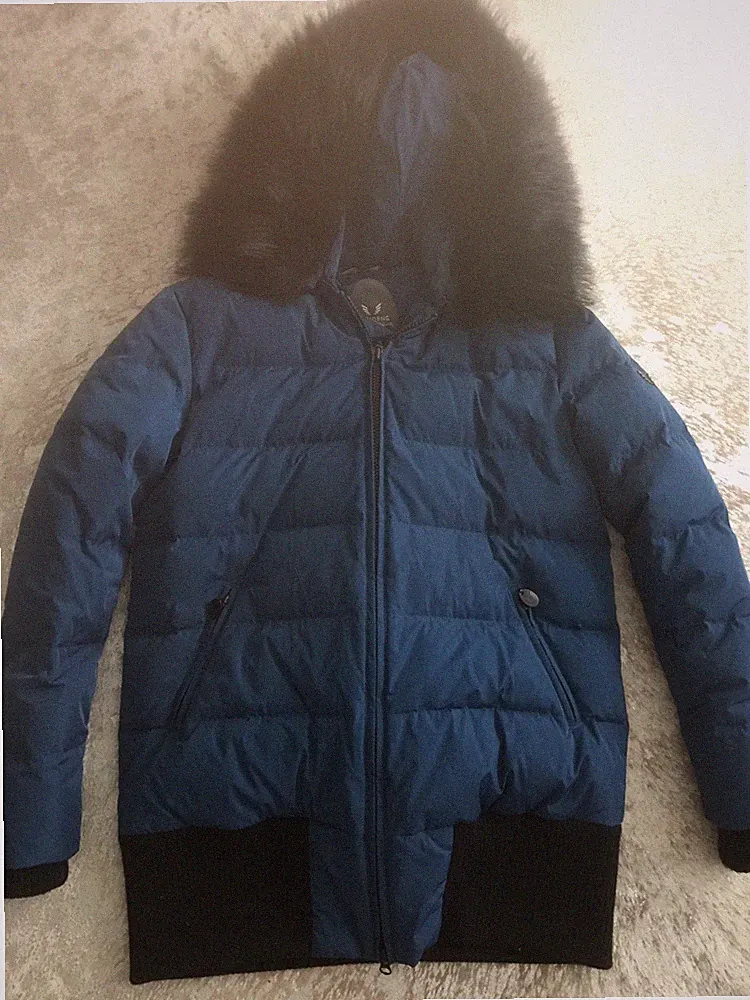 hochwertiger Parka Mantel Jacke Daune Pelz BOSIDENG blau Gr. S Öko-Tex