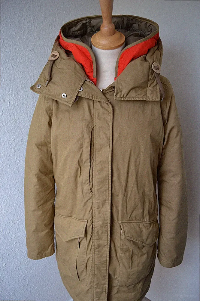 HOLUBAR, Parka Alcan, Mantel, Damen, Gr. 4 (38), dunkelsand/rot-orange, NEU