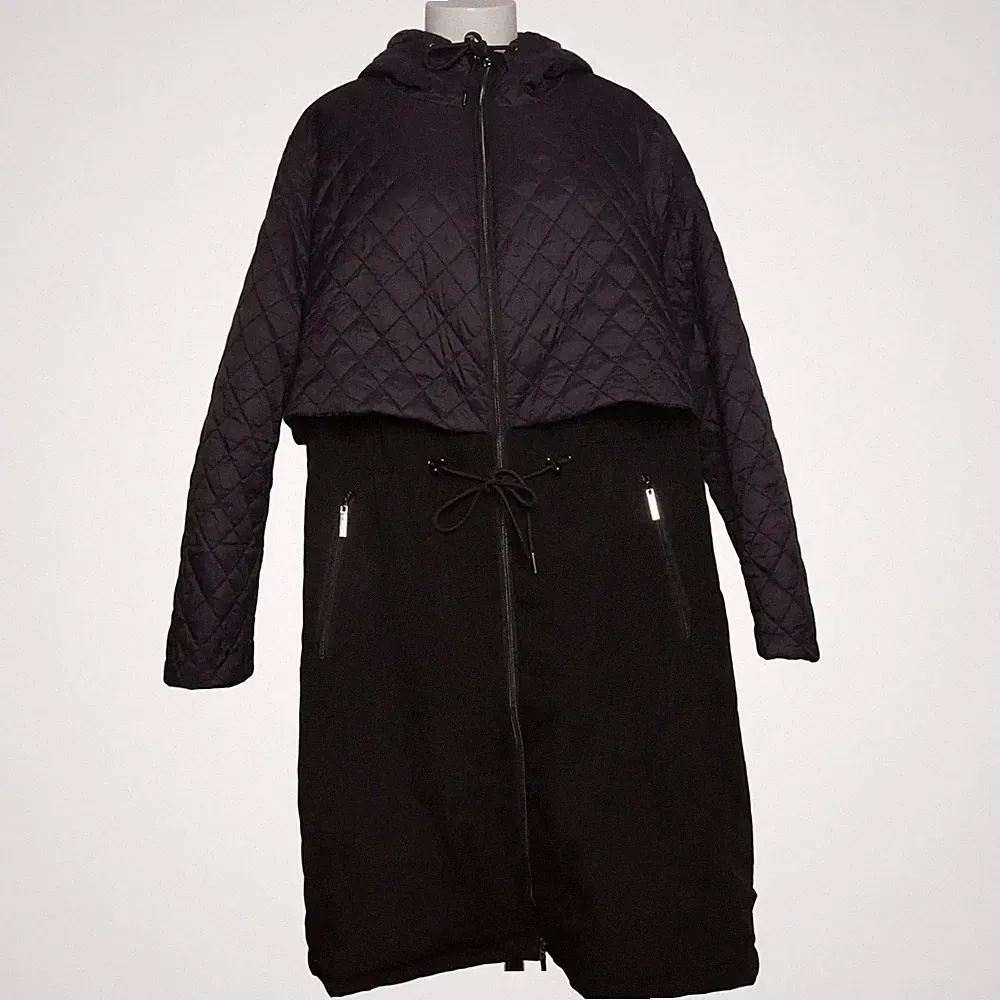Hyprar by Ulla Popken, Daunenmantel, Damen, Größe: 56/58, Grau/Schwarz #sn7