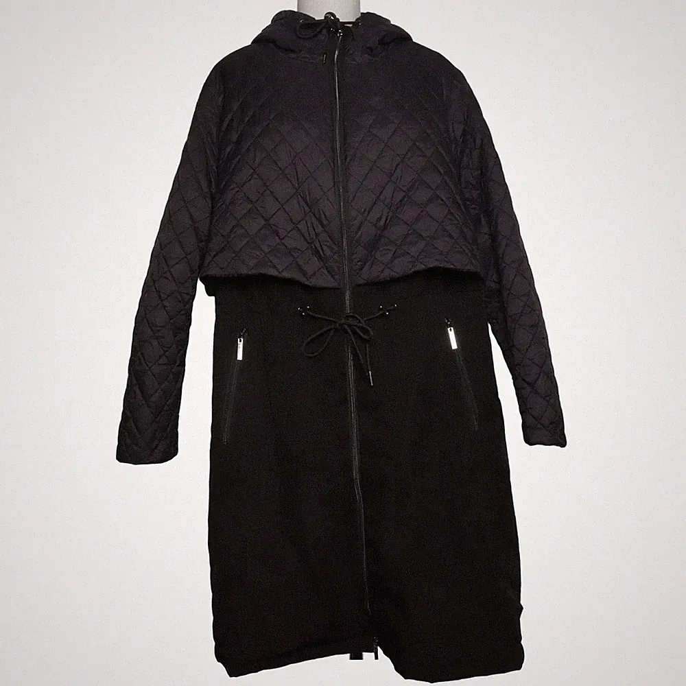 Hyprar by Ulla Popken, Daunenmantel, Damen, Größe: 56/58, Grau/Schwarz #sn7