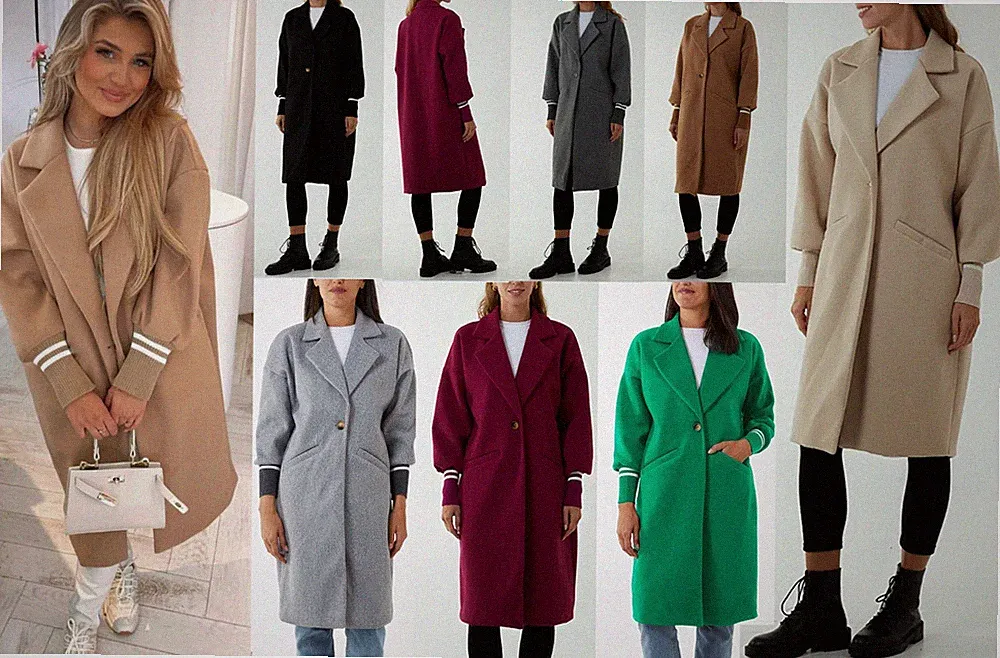 Italienischer langer Staubmantel Damen gestreift Bündchen Trench Wasserfall Mantel 8-16