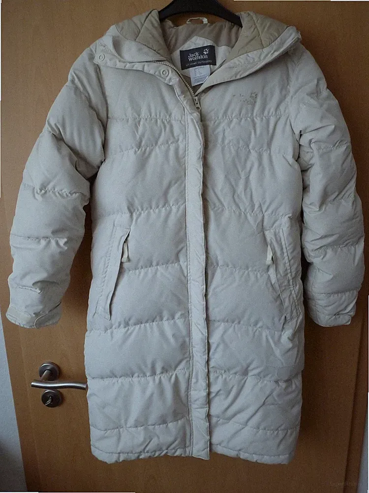 Jack Wolfskin Yakima Daunenmantel white sand beige Down Coat Women Gr. M RAR