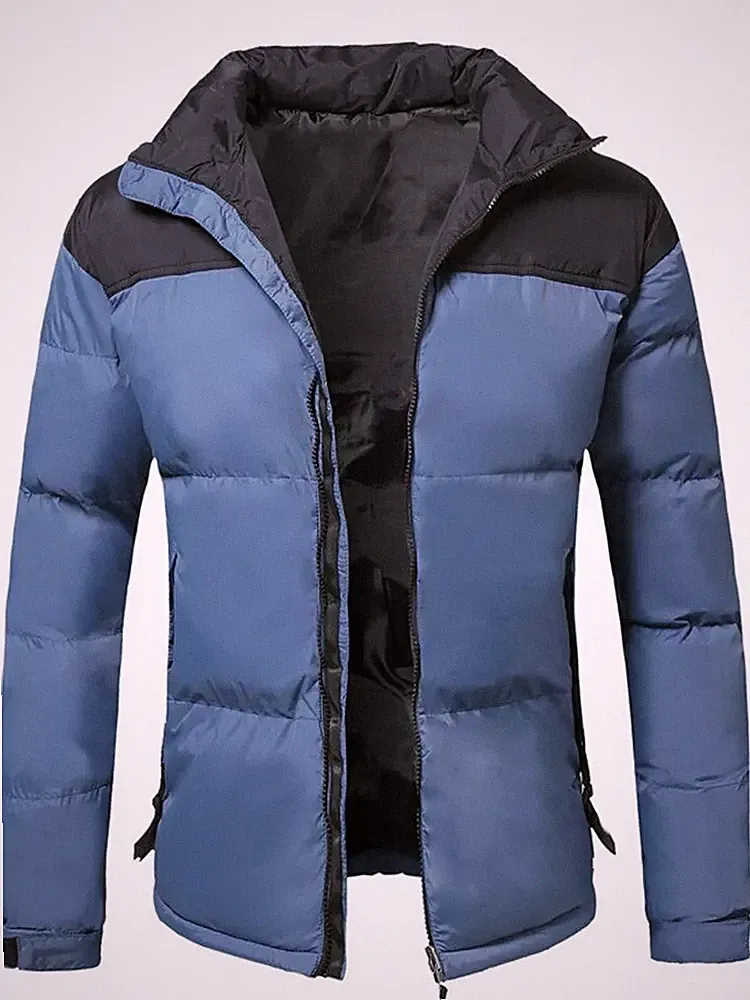 Jacke Kurz Daunenjacke Sport Blau Elegant Herren Weich Reißverschluss GU050