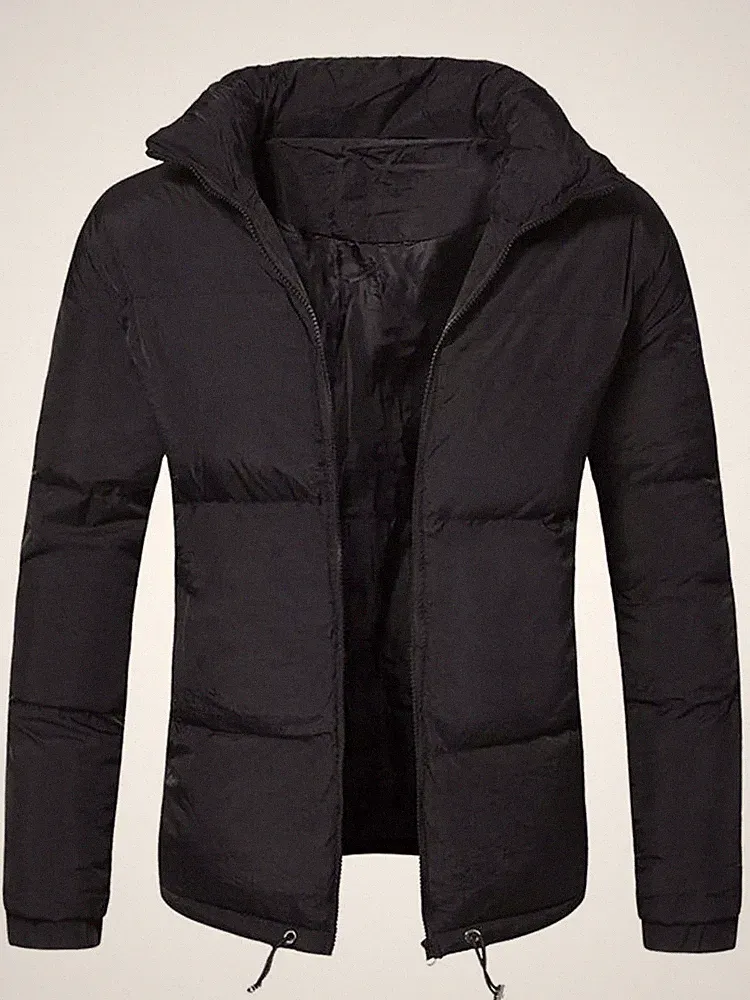 Jacke Kurz Daunenjacke Sport Schwarz Elegant Herren Weich Reißverschluss GU049