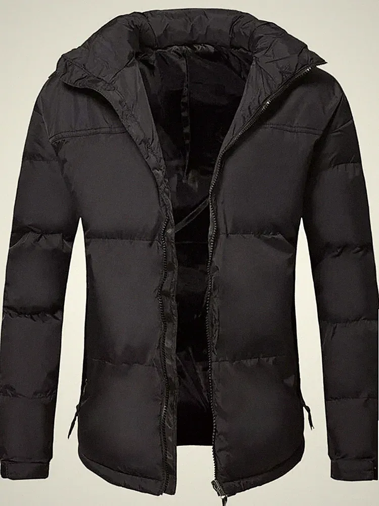 Jacke Kurz Daunenjacke Sport Schwarz Elegant Herren Weich Reißverschluss GU050