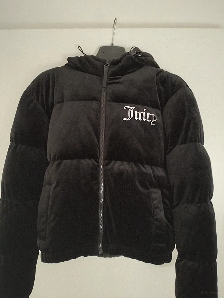 Juicy Couture Puffer Winterjacke Damen Schwarz Samt