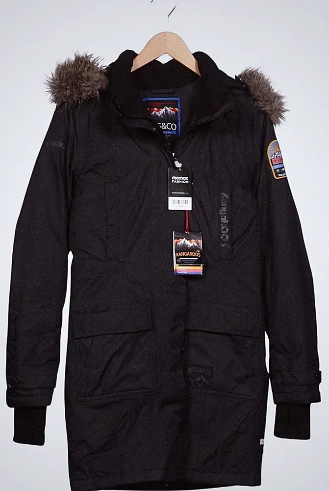 KangaROOS Mantel Damen Jacke Parka Gr. EU 32 Daunen Schwarz #7504lii
