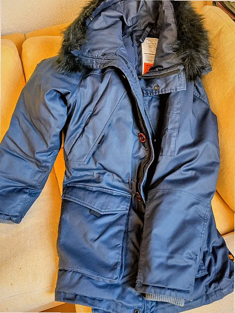 Khujo Herrenmantel / Parka Gr.L, dunkelblau, mit Pelz
