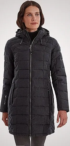 Killtec Damen Winterjacke Parka Mantel Jacke Quiltet Daunenoptik, Schwarz, 38-40