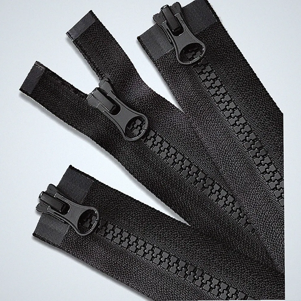 Kunststoff Reißverschluss 50cm Schwarz, 3 Stück, für Jacke, Mantel, Daunen