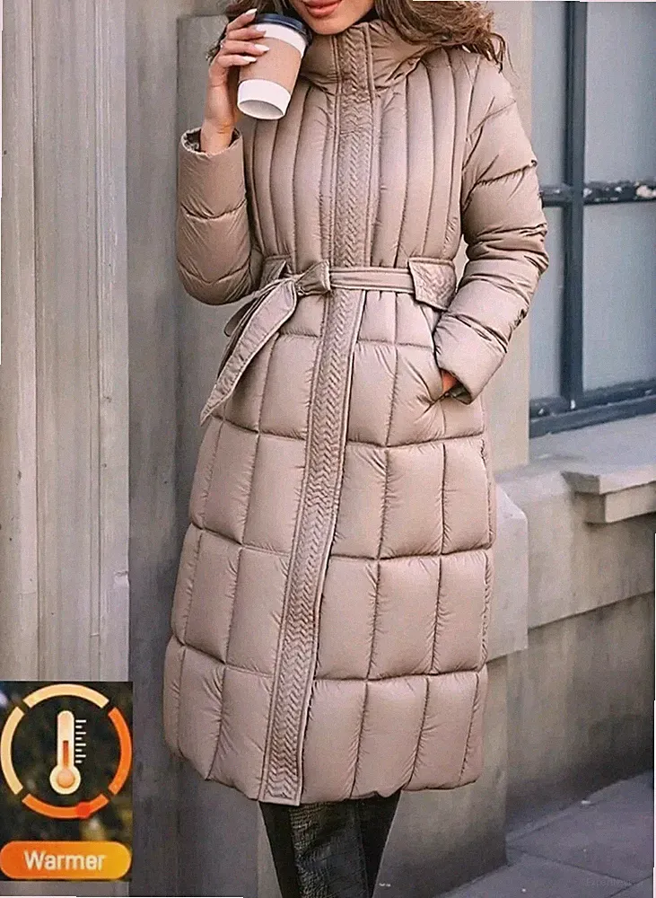 L-XL Damen top-modischen leicht wattierter Mantel, lange gepolsterte Winterjacke