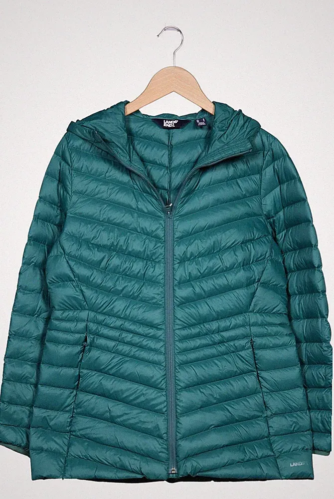 Lands End Jacke Damen Anorak Jacket Kurzmantel Gr. M Daunen Türkis #80kb9cg