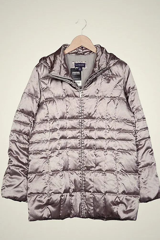 Lands End Mantel Damen Jacke Parka Gr. L Daunen Silber #kaojy5y
