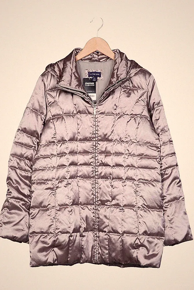 Lands End Mantel Damen Jacke Parka Gr. L Daunen Silber #kaojy5y
