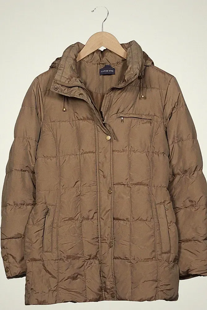 Lands End Mantel Damen Jacke Parka Gr. S Daunen Beige #fclph1x